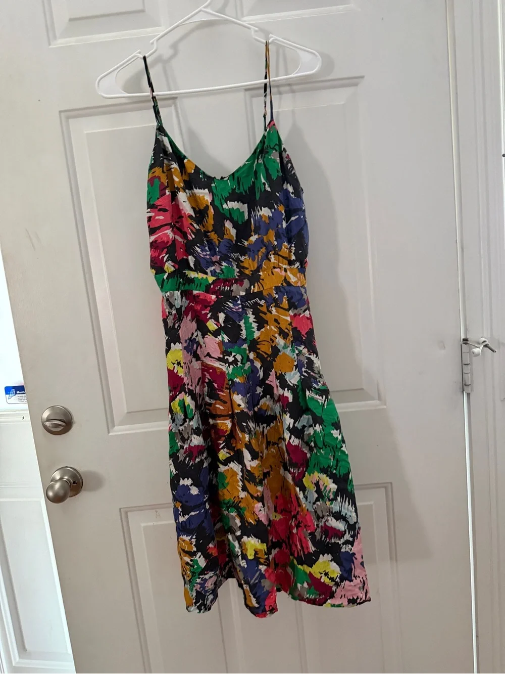 J. Crew Multicolor Floral Midi Dress with Green and Pink Accents